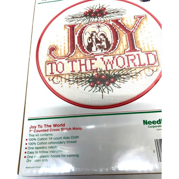 Joy To The World 7" Counted Cross Stitch Kit With Hoop By WonderArt - Picture 1 of 4